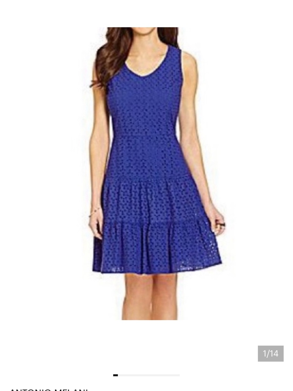 ANTONIO MELANI Cobalt Eyelet Sleeveless Fit & Flare Dress